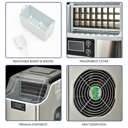 Portable Countertop Ice Maker with Ice Scoop and Basket