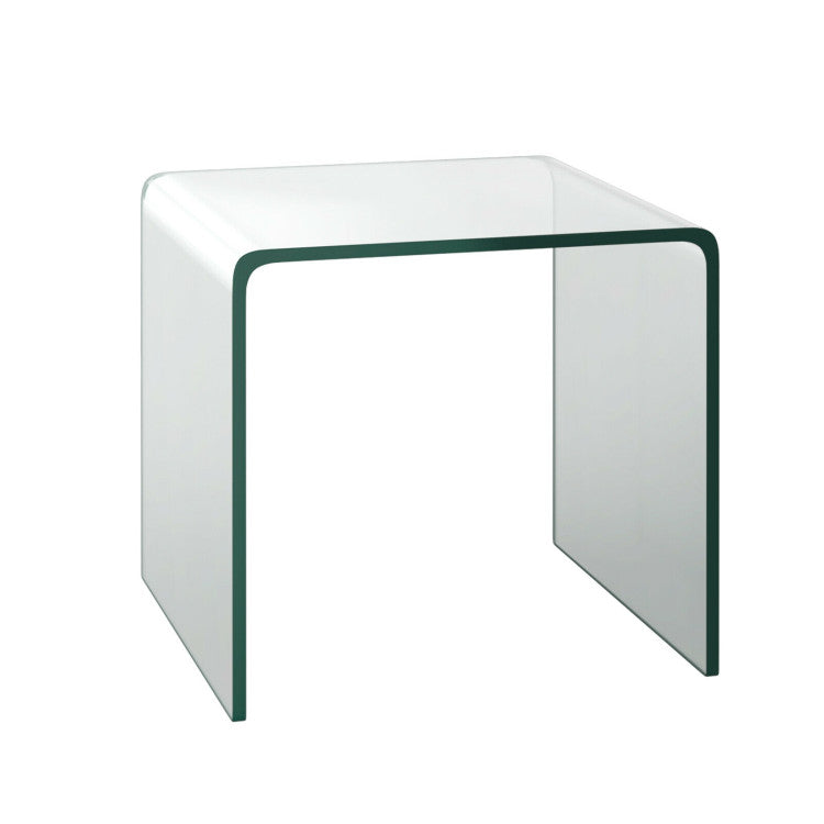 16 Inch Tempered Waterfall End Table with non-Slip Pad
