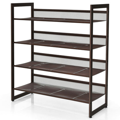 2/3/4 Tiers Flat and Slant Metal Shoe Rack for Entryway Hallway
