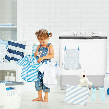 2-in-1 Portable 22lbs Capacity Washing Machine with Timer Control