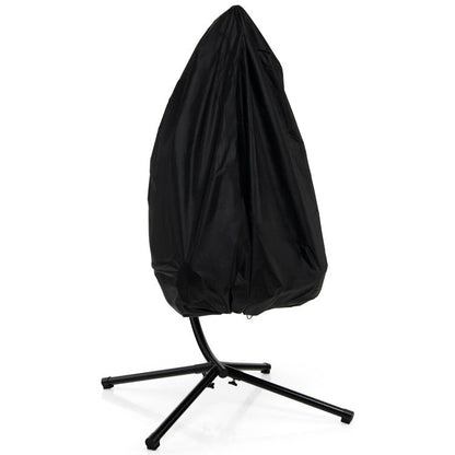 Patio Hanging Egg Chair with Stand Waterproof Cover and Folding Basket