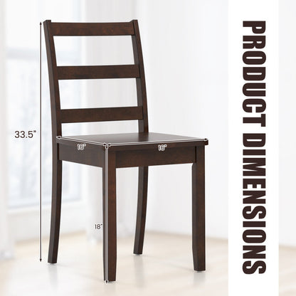 Set of 2 Wood Dining Chairs with Solid Rubber Wood Legs
