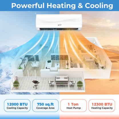 Blast Series 12000 BTU 17 SEER2 208-230V Mini Split Air Conditioner with Heat Pump