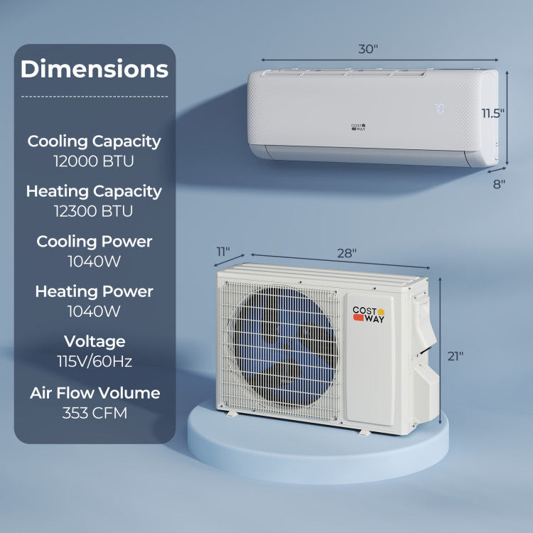 Airtural Series 12000 BTU 115V 22 SEER2 WiFi Enabled Mini Split Heat Pump