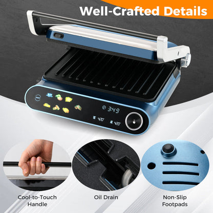 1200W Panini Press Grill with LED Display and 7 Grilling Modes