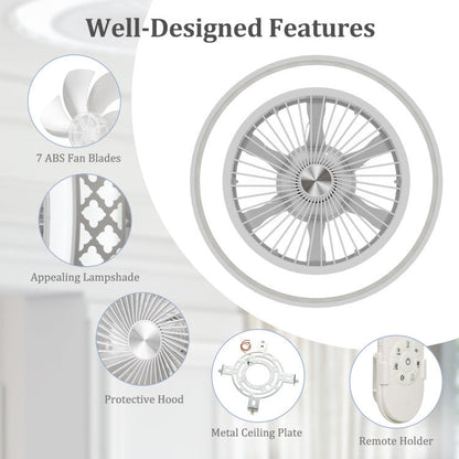19 Inch Ceiling Fan with Light Low Profile Flush Mount Fan