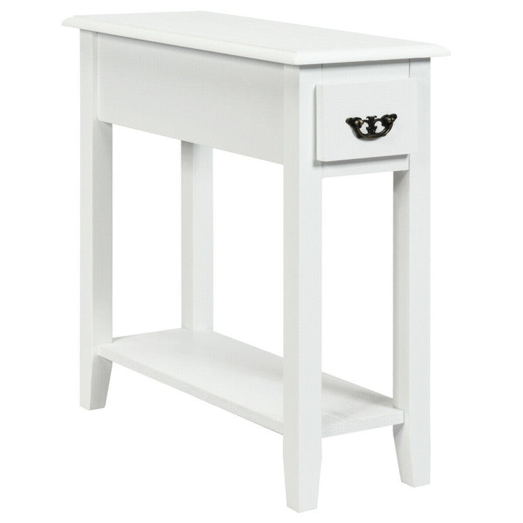 2 Tier End Bedside Sofa Side Table Narrow Nightstand