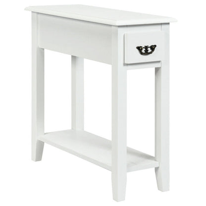 2 Tier End Bedside Sofa Side Table Narrow Nightstand