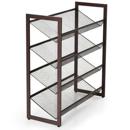 2/3/4 Tiers Flat and Slant Metal Shoe Rack for Entryway Hallway