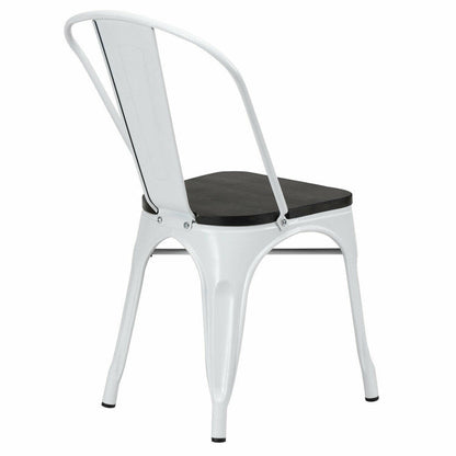 4 Pieces Tolix Style Metal Dining Chairs with Stackable Wood Seat