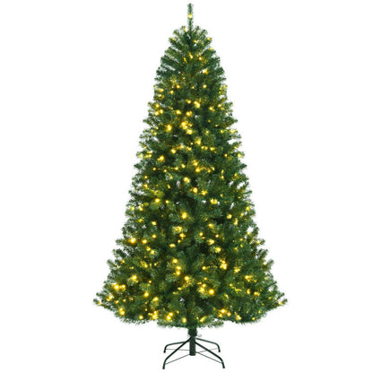 6/7/8 Feet Artificial Christmas Tree with Remote-controlled Color-changing LED Lights