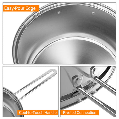 12 Piece Pots and Pans Set with Tempered Glass Lids and Handles