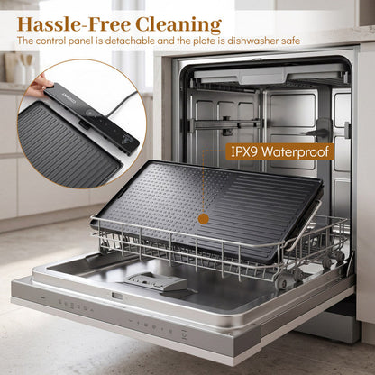 1300W Indoor Electric Grill with Removable Touch Panel