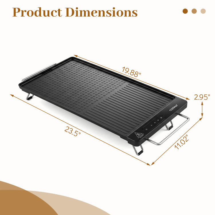 1300W Indoor Electric Grill with Removable Touch Panel