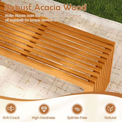 36 Inch Patio Bench All-Slat Acacia Wood Loveseat