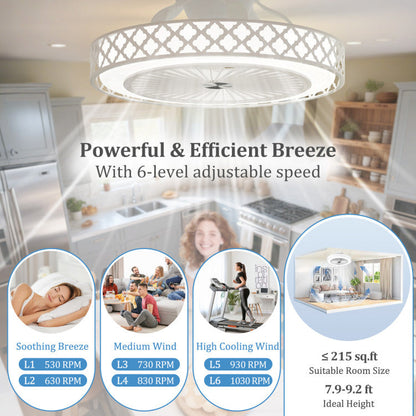19 Inch Ceiling Fan with Light Low Profile Flush Mount Fan