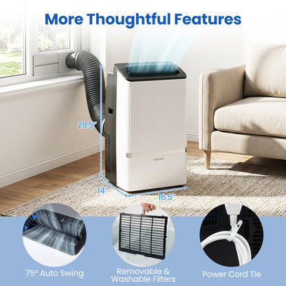 14000 BTU WiFi Enabled Portable Air Conditioner with Dehumidifier and 24H Timer