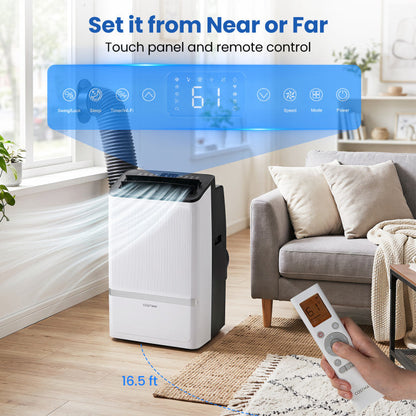 14000 BTU WiFi Enabled Portable Air Conditioner with Dehumidifier and 24H Timer