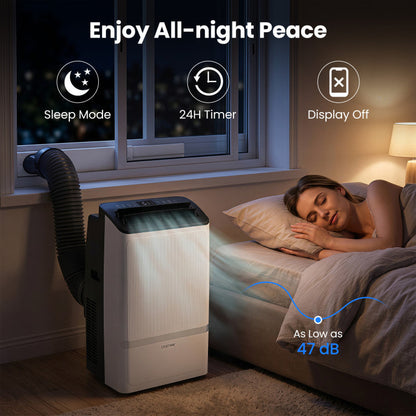 14000 BTU WiFi Enabled Portable Air Conditioner with Dehumidifier and 24H Timer