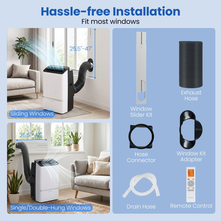14000 BTU WiFi Enabled Portable Air Conditioner with Dehumidifier and 24H Timer