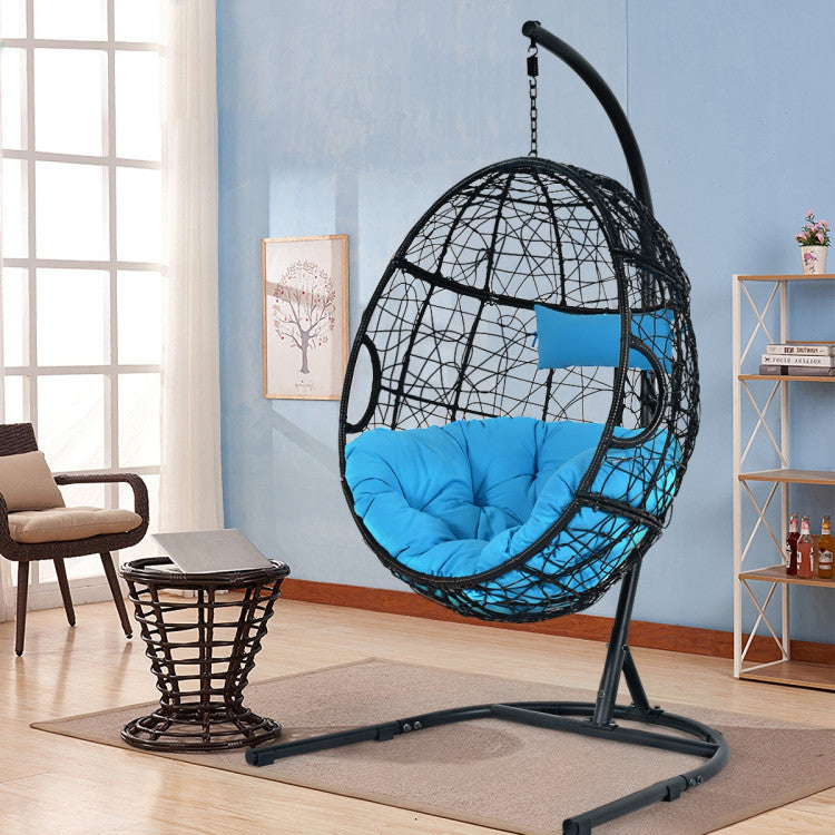 Indoor/Outdoor Hanging Cushioned Hammock Chair with Stand