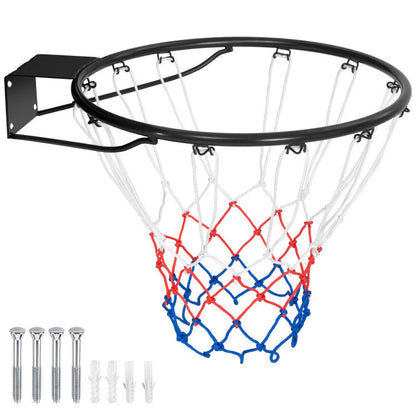 15 Inch Basketball Rim Goal Replacement with All Weather Net and Mounting Hardware