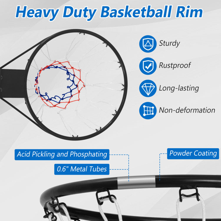15 Inch Basketball Rim Goal Replacement with All Weather Net and Mounting Hardware