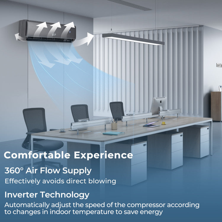 GreyVolt Series Energy Star Certified 18000 BTU 21 SEER2 208-230V Mini Split Air Conditioner and Heater Gray
