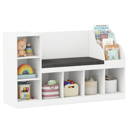 Kids Bookcase with Reading Nook 3-in-1 Standing Toy Organizer