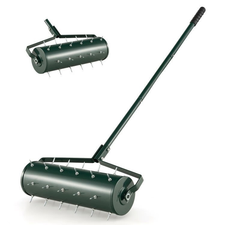 18/21 Inch Manual Lawn Aerator with Detachable Handle Filled with Sand or Stone