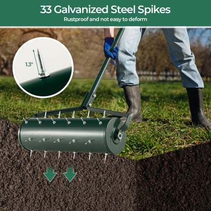 18/21 Inch Manual Lawn Aerator with Detachable Handle Filled with Sand or Stone