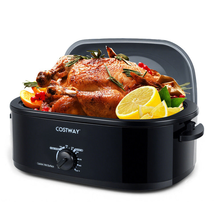 18QT Electric Roaster Oven with Self-Basting Lid Turkey Roaster with Removable Pan
