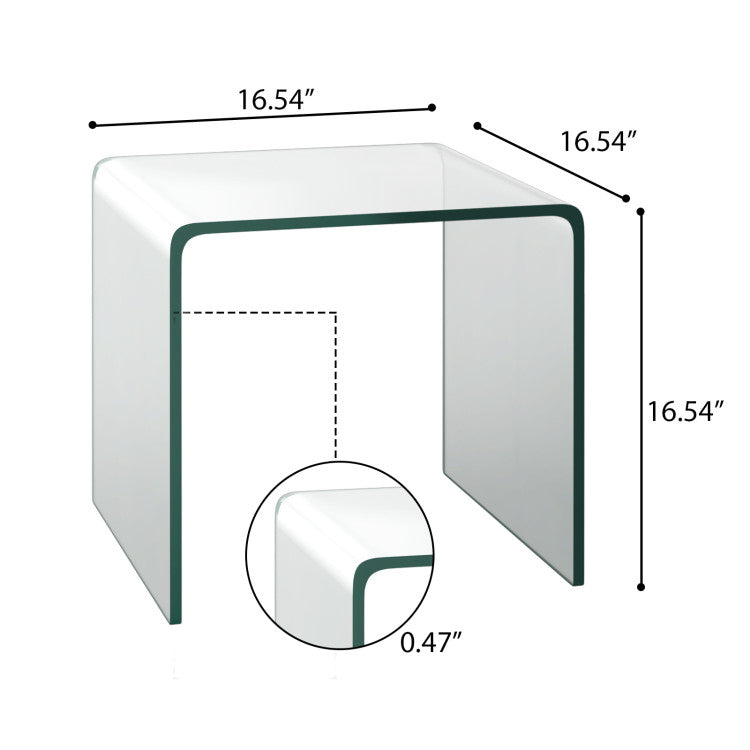 16 Inch Tempered Waterfall End Table with non-Slip Pad