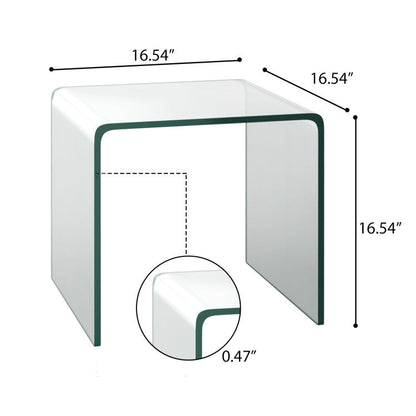 16 Inch Tempered Waterfall End Table with non-Slip Pad