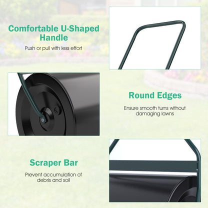 Lawn Roller with U-Shaped Handle for Garden Backyard