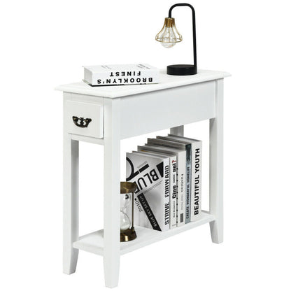 2 Tier End Bedside Sofa Side Table Narrow Nightstand