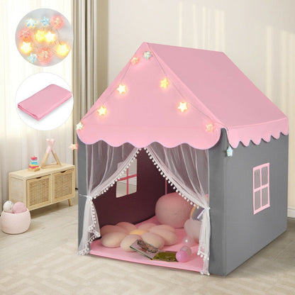 Kids Playhouse Tent with Star Lights and Mat