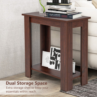 2-Tier Modern Compact End Table with Storage Shelf