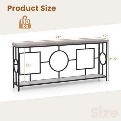 2-Tier Faux Marble Top Console Table with Storage Shelf for Hallway
