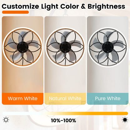 20” Celling Fan with Dimmable LED Light 6 Speeds and Timer