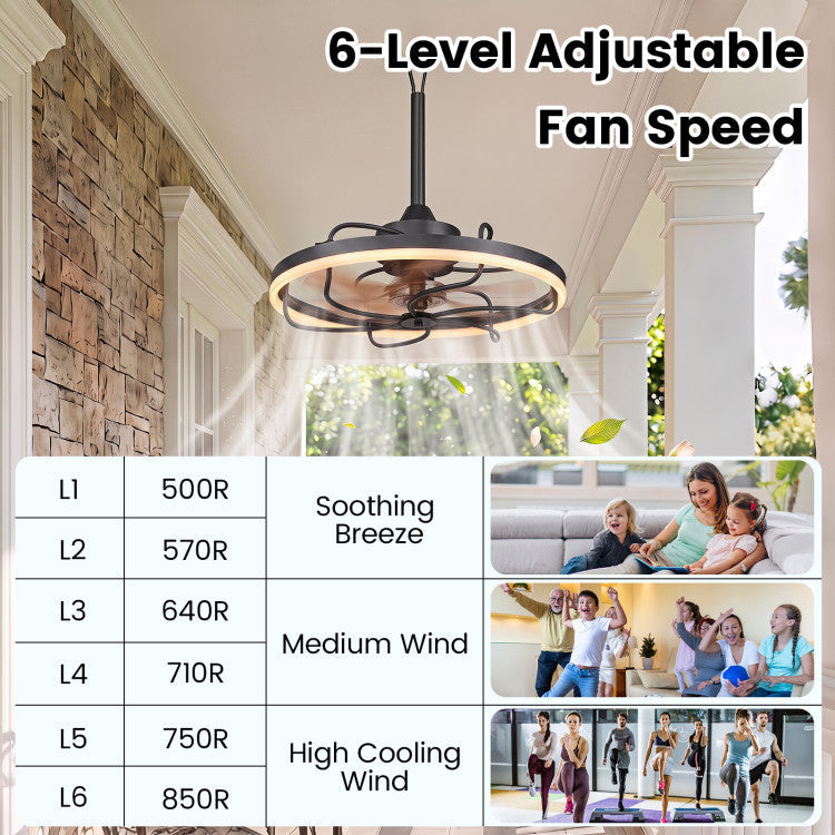 20” Celling Fan with Dimmable LED Light 6 Speeds and Timer