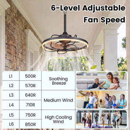 20” Celling Fan with Dimmable LED Light 6 Speeds and Timer