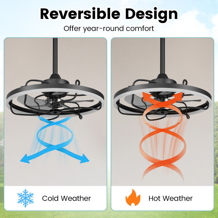 20” Celling Fan with Dimmable LED Light 6 Speeds and Timer