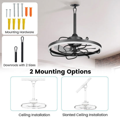 20” Celling Fan with Dimmable LED Light 6 Speeds and Timer