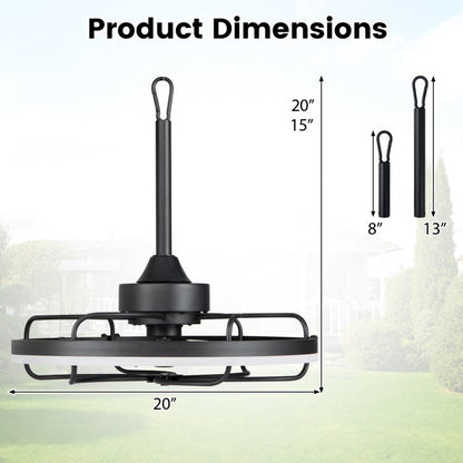 20” Celling Fan with Dimmable LED Light 6 Speeds and Timer