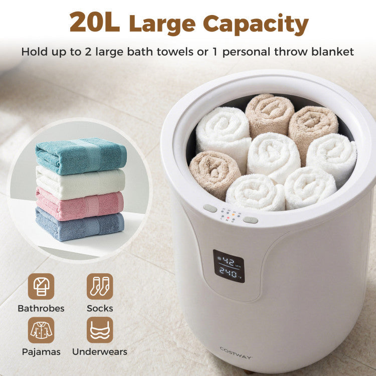 20 L Large Blanket and Towel Warmer with 3 Heat Levels for Bathroom