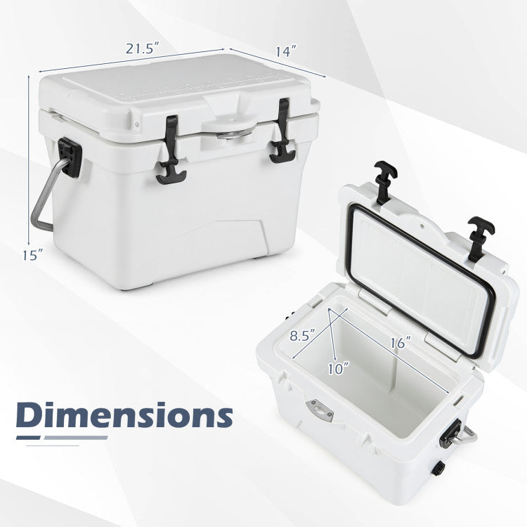 20 Quart Portable Hard Cooler with Built-in Ruler and Bottle