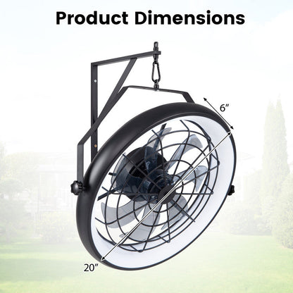 20” Wall Mounted Fan with Dimmable LED Light and 6 Wind Speeds