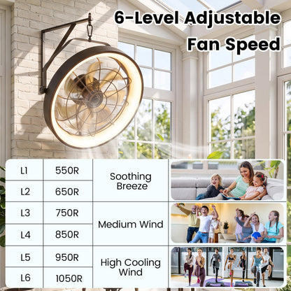 20” Wall Mounted Fan with 3CCT Dimmable LED Light and Timer