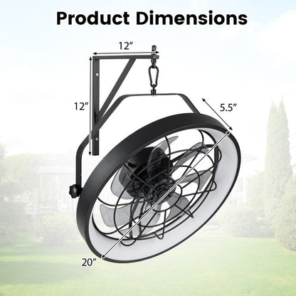 20” Wall Mounted Fan with 3CCT Dimmable LED Light and Timer